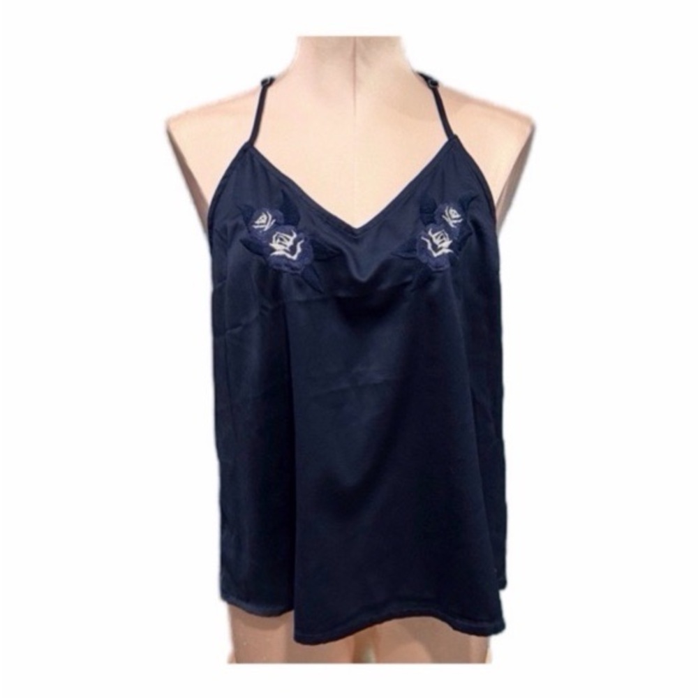⭐️ 3/$15 ⭐️ Roxy Silky Navy Camisole with Embroidery